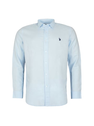 U.S. Polo Assn. Hemd 'Leinen-Shirt' in hellblau