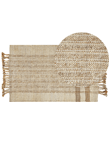Beliani Geflochtener Teppich ORTAOBA in Beige - (W) 80 x (H) 1.5 x (L) 150 cm