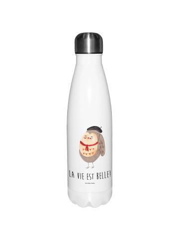 Mr. & Mrs. Panda Thermosflasche Eule Frankreich mit Spruch in Weiß