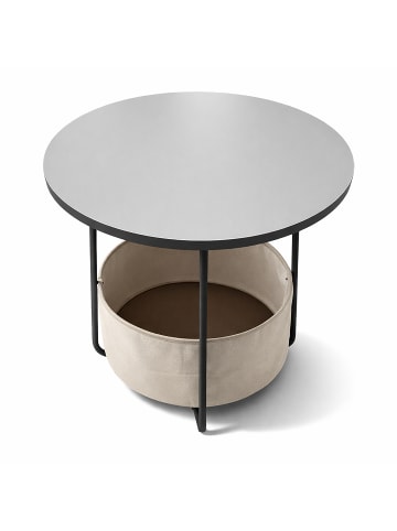 relaxdays Beistelltisch in Grau/ Cremeweiß - (H)50 x Ø 45 cm
