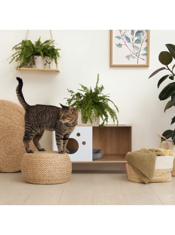 relaxdays Katzenschrank in Natur/ Weiß - (B)75 x (H)50 x (T)40 cm