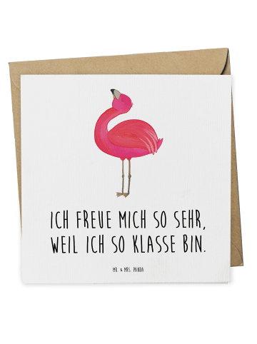 Mr. & Mrs. Panda Doppelkarte Flamingo Stolz mit Spruch in Weiß