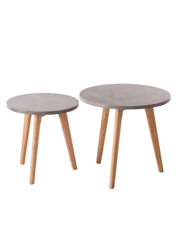 home24 Beistelltisch-Set Nilla II (2-teilig) in Braun-Grau