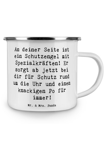 Mr. & Mrs. Panda Kaffeebecher Spruch Schutz Schutzengel mit Spruch in Weiß