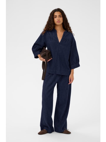 Soaked in Luxury Kurzarm-Bluse SLChaman Lockere Passform in Dark Blue Denim