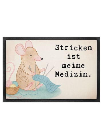 Mr. & Mrs. Panda Eingangsteppich Maus Stricken Design mit Spruch in Weiß