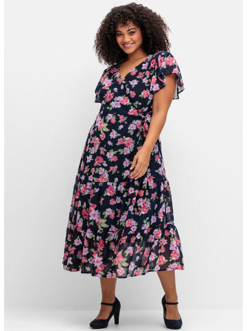 sheego by Joe Browns Chiffonkleid in blau gemustert