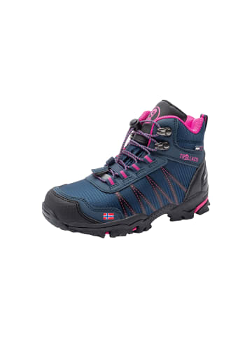 Trollkids  wasserdichte Wanderschuh Mittel "Trolltunga" in Marineblau / Magenta