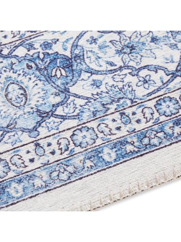 Elle Decoration Kurzflor Teppich Keshan Maschad Saphirblau