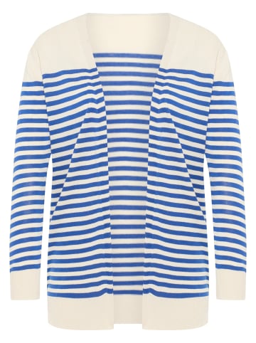 DreiMaster Maritim Cardigan in Wollweiss Blau