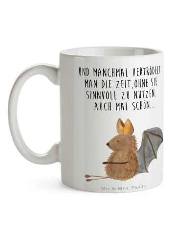 Mr. & Mrs. Panda Pott Fledermaus Sitzen mit Spruch in Weiß