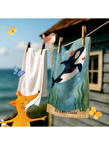 Mr. & Mrs. Panda Handtuch Orca Zylinder Design ohne Spruch in Weiß