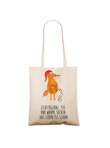 Mr. & Mrs. Panda Tasche Fuchs Weihnachten mit Spruch in Creme