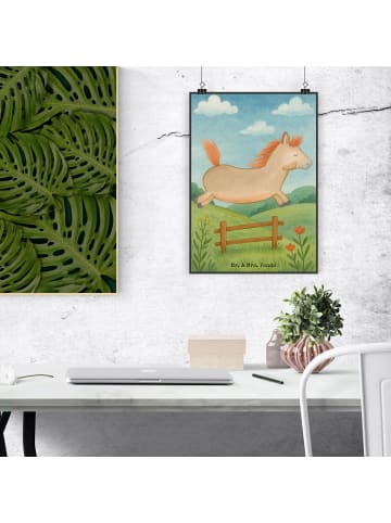 Mr. & Mrs. Panda Poster Pferd Springen Design ohne Spruch in Weiß