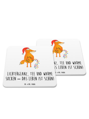 Mr. & Mrs. Panda Untersetzer für Gläser Fuchs Weihnachten mit Sp... in Weiß