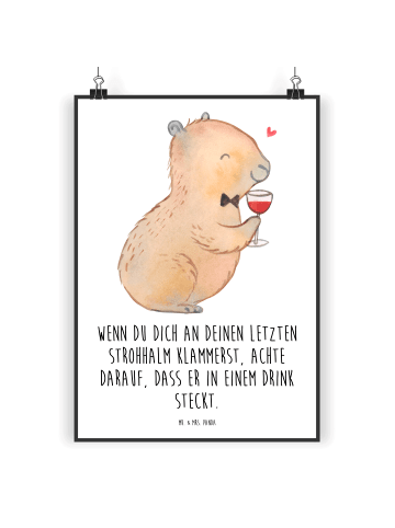 Mr. & Mrs. Panda Bild Capybara Wein mit Spruch in Weiß