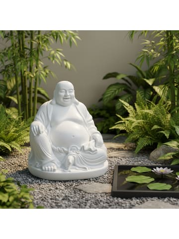 relaxdays Buddha Figur in Weiß - (H)45 cm