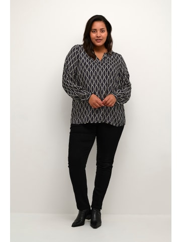 KAFFE curve Langarm-Bluse KCollia in Black / Sand Chain Print