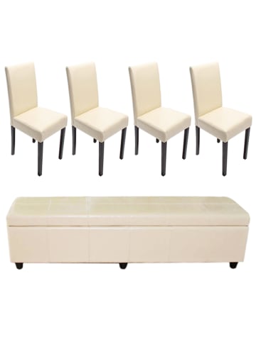 MCW Sitzgruppe Bank Kriens XXL + 4 Stühle Littau, Creme