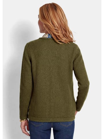 GOLDNER Strickcardigan mit Häkchenverschluss in khaki