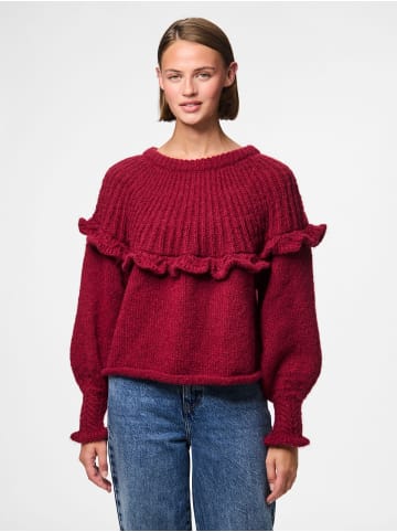 Pieces Strickpullover in Beet Red