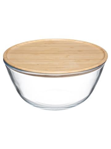 5five Simply Smart Salatschüssel aus Glas mit Bambusdeckel, 2,5 l in Transparent, 23 x 23 x 11,8 cm