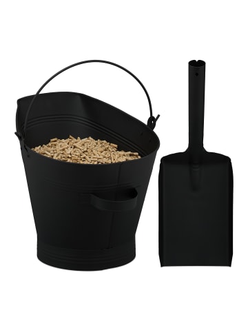 relaxdays 2tlg. Ascheeimer Set in Schwarz - 11 L