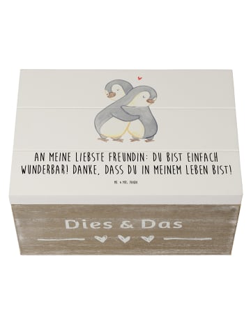 Mr. & Mrs. Panda Holzkiste Liebste Freundin mit Spruch in Weiß