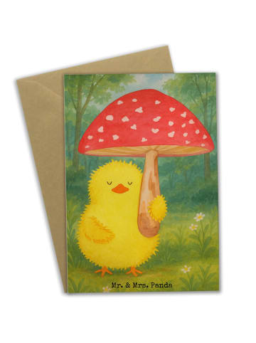 Mr. & Mrs. Panda Klappkarte Küken Fliegenpilz Design ohne Spruch in Weiß