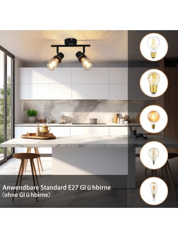 ZMH Deckenleuchte in Schwarz 2-flammige E27 Industrial Flurlampe Ohne Leuchtmittel