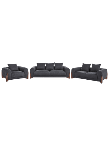 Beliani 3-tlg Sitzgruppe VINLIDEN in Schwarz/Braun