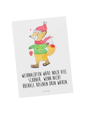 Mr. & Mrs. Panda Grußkarte Fuchs  Schlittschuhe mit Spruch in Weiß