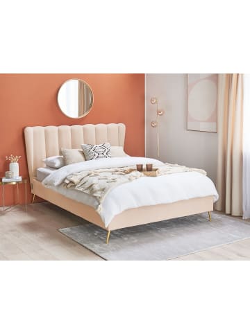 Beliani 2-tlg Doppelbett MIRIBEL in Beige/Gold