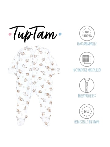 TupTam Baby Unisex Schlafstrampler mit Fuß 3er Pack in beige/weiß