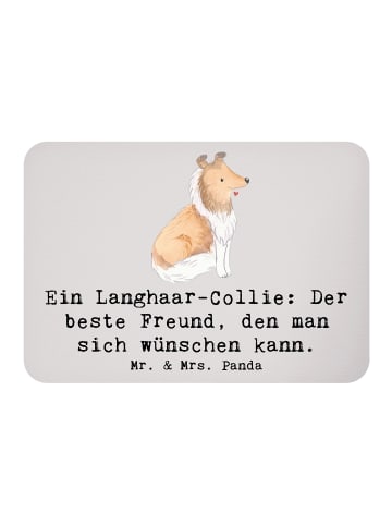 Mr. & Mrs. Panda Magnet Langhaar Collie Freund mit Spruch in Grau Pastell