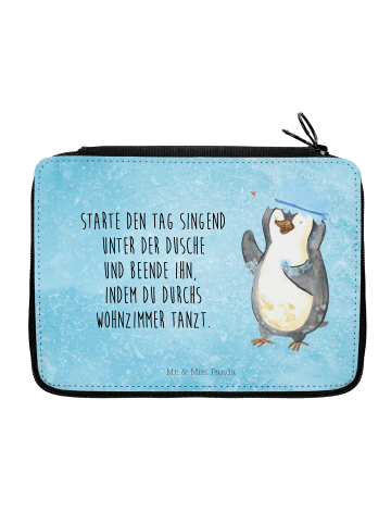 Mr. & Mrs. Panda Federmappe Pinguin Duschen mit Spruch in Eisblau
