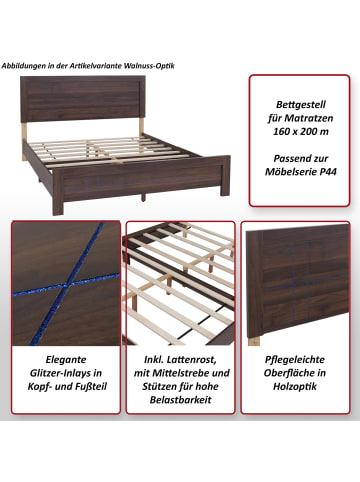 MCW Queen Size Bett P44, Walnuss-Optik