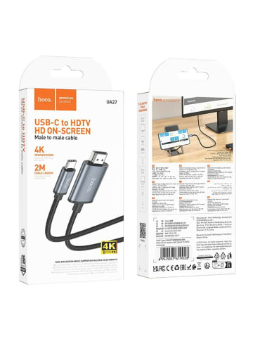 HOCO Kabel 2m USB Typ C zu HDMI in Grau HDMI Kabel 4K 30Hz in Grau