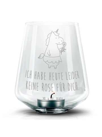 Mr. & Mrs. Panda Windlicht Glas Einhorn Dame mit Spruch in Transparent