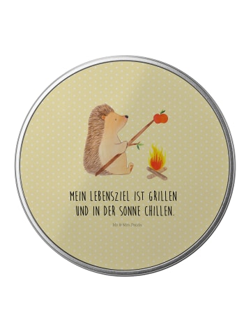 Mr. & Mrs. Panda Aufbewahrungsbox Igel Grillen mit Spruch in Gelb Pastell