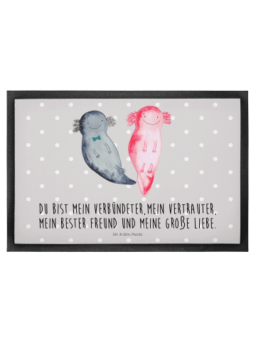 Mr. & Mrs. Panda Schmutzmatte Axolotl Freundin mit Spruch in Grau Pastell