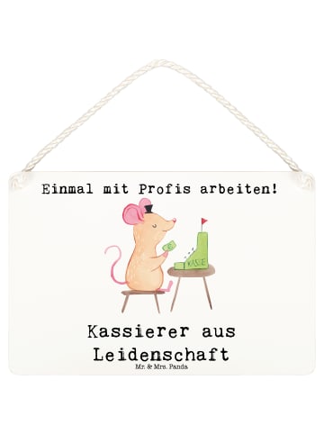 Mr. & Mrs. Panda Schild Kassierer Leidenschaft mit Spruch in Weiß