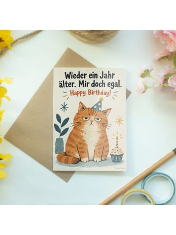 Mr. & Mrs. Panda Grußkarte Geburtstag Katze grummelig Design mit... in Weiß