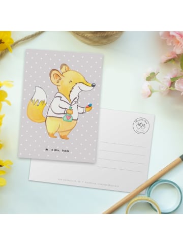 Mr. & Mrs. Panda Postkarte Apotheker Herz ohne Spruch in Grau Pastell
