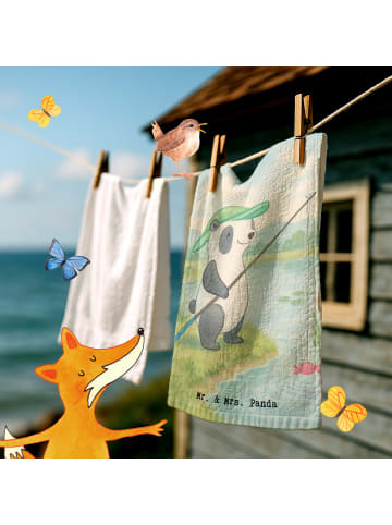 Mr. & Mrs. Panda Mini-Handtuch Panda Angeln Design ohne Spruch in Weiß