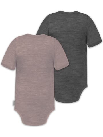 Normani Outdoor Sports 2er Set Doppelpack Baby Merino Body in Rosa/Anthrazit