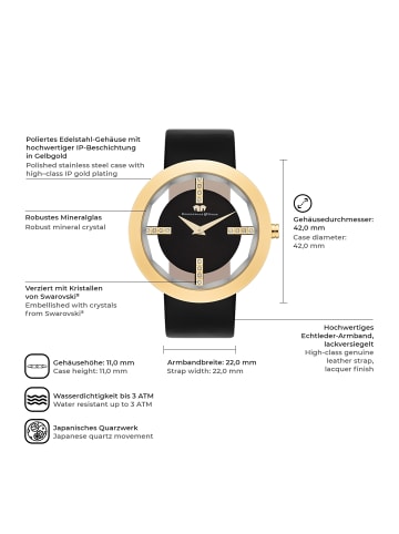 Rhodenwald & Söhne Uhr Lucrezia aus Echtleder in schwarz