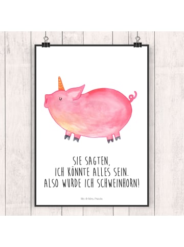 Mr. & Mrs. Panda Kunstdruck Einhorn Schwein mit Spruch in Weiß