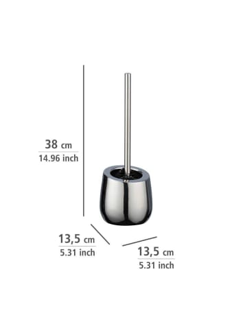 Wenko WC-Bürste BADI in Glänzendes Silber, (B) 13,5 x (H) 38 x (L) 13,5 cm