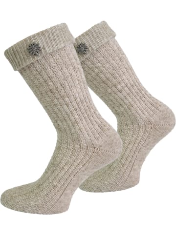 normani Trachtensocken mit Edelweiß-Pin in Naturmelange